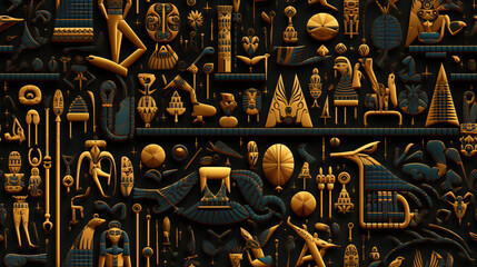 Abstract seamless pattern with an ancient Egyptian theme.