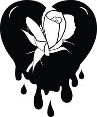 love silhouette design with rose