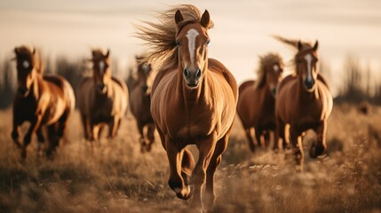 Obraz na płótnie Canvas wild horses on the field