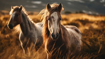 Obraz na płótnie Canvas wild horses on the field