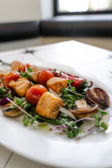 A meal in a restaurant