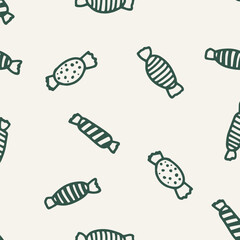 Candy pattern. Merry Christmas Happy New Year background. Vector illustration doodles