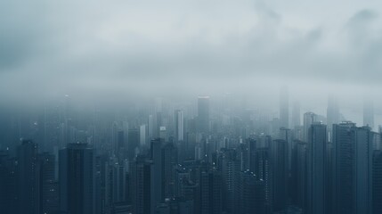 abstract city in thick fog