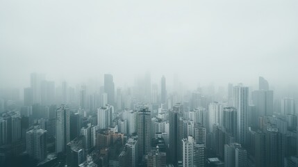abstract city in thick fog