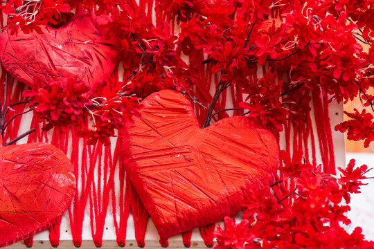 Red heart as a symbol of love. Background with selective focus and copy space - Powered by Adobe