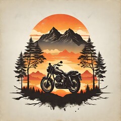 silhouette of a motorcycle on the sunset