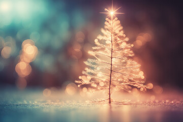 Abstract composition of happy holidays card with blurred background, christmas celebration, Culture and Religion concept, generative ai	