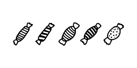 Hand drawn candy collection. Doodle sketch style. Set of various elements doodles. Vector illustration isolated on white background.