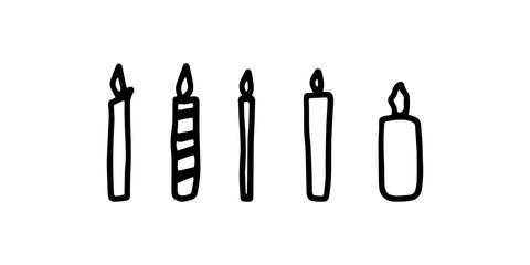 Burning candles. Hand drawn doodle icon. Isolate on a white background.