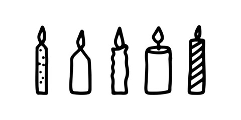 Burning candles. Hand drawn doodle icon. Isolate on a white background.