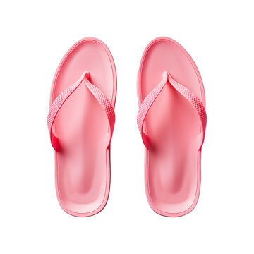 Barbie pink pair of flip flops isolated on white transparent background. Created with generative AI