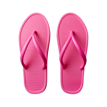 Pink flip flops isolated on white transparent background. Created with generative AI