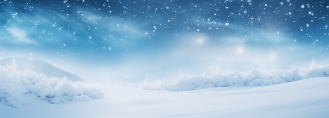 Naklejka na ściany i meble beauty of a gentle, light snowfall gracing the serene snowdrifts, ultrawide background