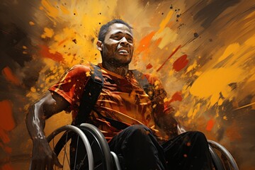 Fototapeta na wymiar man in a wheelchair in motion