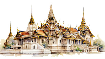 Fototapeta premium thailand's wat phra kaew temple in Bangkok on transparent background generative ai