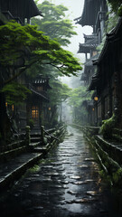 Fototapeta na wymiar Bamboo forest in kyoto, japan. generative ai