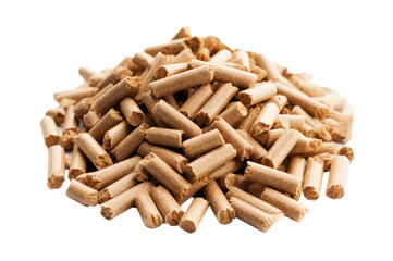 pile of wood pellets isolated on transparent or white background - obrazy, fototapety, plakaty