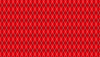Geometric red argyle pattern background. Diamond check wallpaper. Celebration concept. Vector Illustrator.