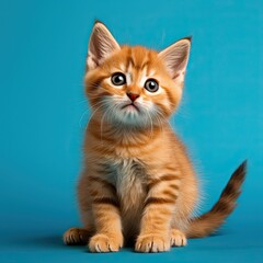 british kitten on blue background