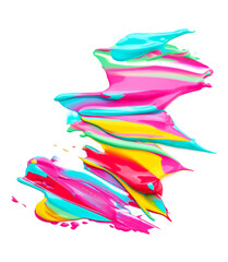 Brush strokes of acrylic paint isolated on white background