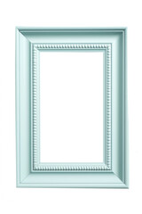 simple thin light blue picture frame on transparent background
