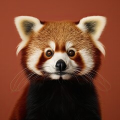 red panda on a brown background