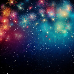 Obraz premium Blue Sky With Fireworks Display