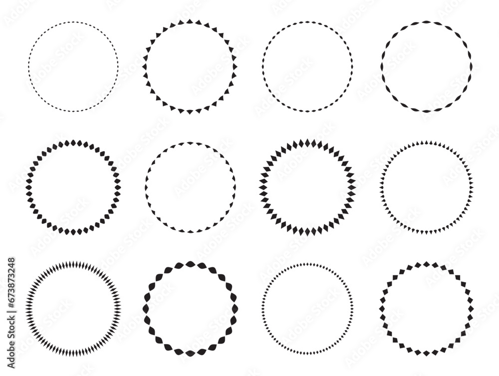 Poster set of round vector frames. circle design pattern art.