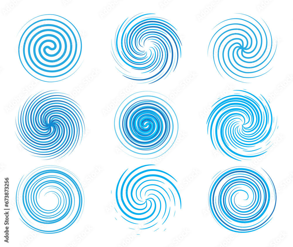 Poster design elements spiral motion twisted swirl set