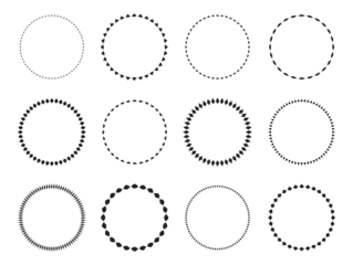 Fotobehang Set of round vector frames. Circle design pattern art. © SolaruS
