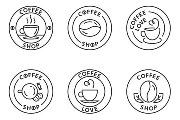 Set of coffee logo design for coffeeshop or cafe. Espresso or cappuccino vector sign. Creative logotype