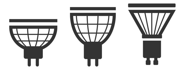 Light bulb icon vector. Llightbulb idea logo concept. Set lamps electricity icons web design element. Led lights isolated silhouette.