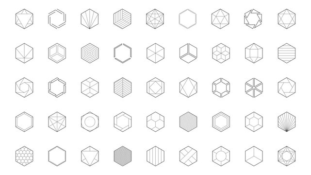 Hexagon logo template. Vector honeycomb icon. Creative design elements.