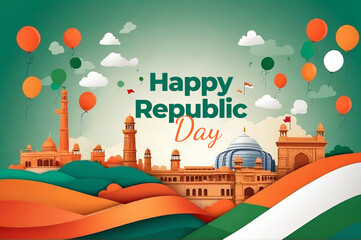 India Republic Day Social Media Post  with Text Space