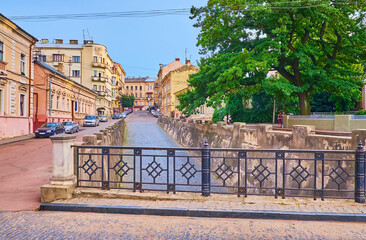 Fototapeta na wymiar The old Turetska (Turkish) Street, Chernivtsi, Ukraine