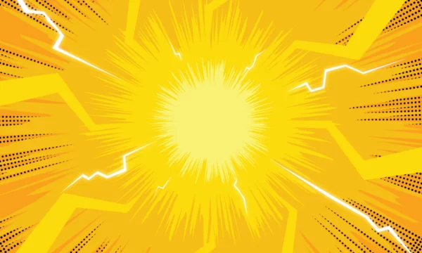 boom comic background with lightning and explosion cartoon effects