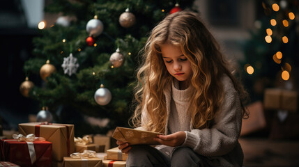 The child is sad at Christmas.