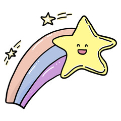 Shooting Stars Cute Character, Space Clipart Collection