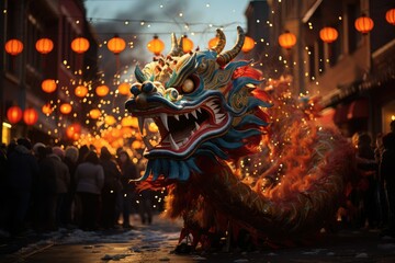 Chinese New Year Festival, Year of the Dragon. Generated by AI