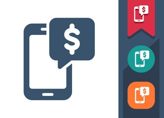 Smartphone Icon. Mobile Phone, Telephone, Mobile Banking, Money, Dollar