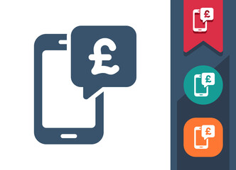 Smartphone Icon. Mobile Phone, Telephone, Mobile Banking, Money, Pound