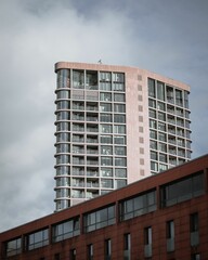 Buildings, with one being much larger than the other