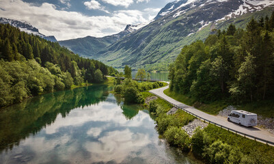 Eikesdalsvatnet Lake in Vestland County Norway