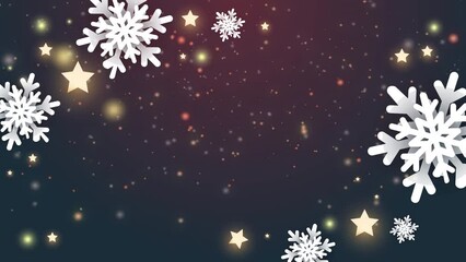 4k Abstract background the snowflake falling for Christmas celebration and decoration. Snow and particle video overlay on dark background. 
