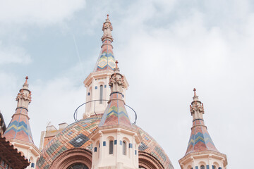 Dome and towers of Saint Roma's Church at Lloret de Mar in Girona Province. Saint Roma is a small...