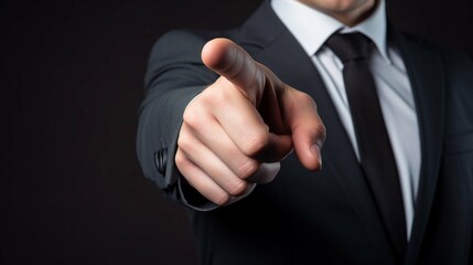 business man points his finger at you, Businessman pointing with a finger. generative ai