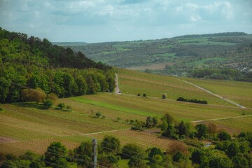 Fototapeta na wymiar View of a rural landscape in Wurzburg, Germany