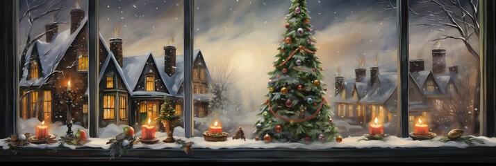 Christmas wide screen background wallpaper illustration design, new years