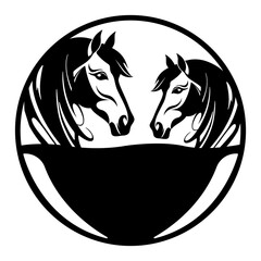 Beautiful Horse Head in Circle, Horse Graphic Svg Cut File