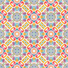 Fototapeta na wymiar Seamless pattern with stylized ethnic pattern. Hand-drawn illustration.